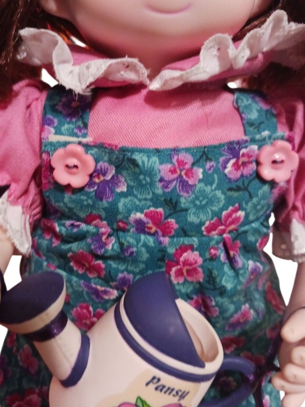Precious Moments–style collectible doll a July month Pansy gardening doll "13" - Picture 4 of 9